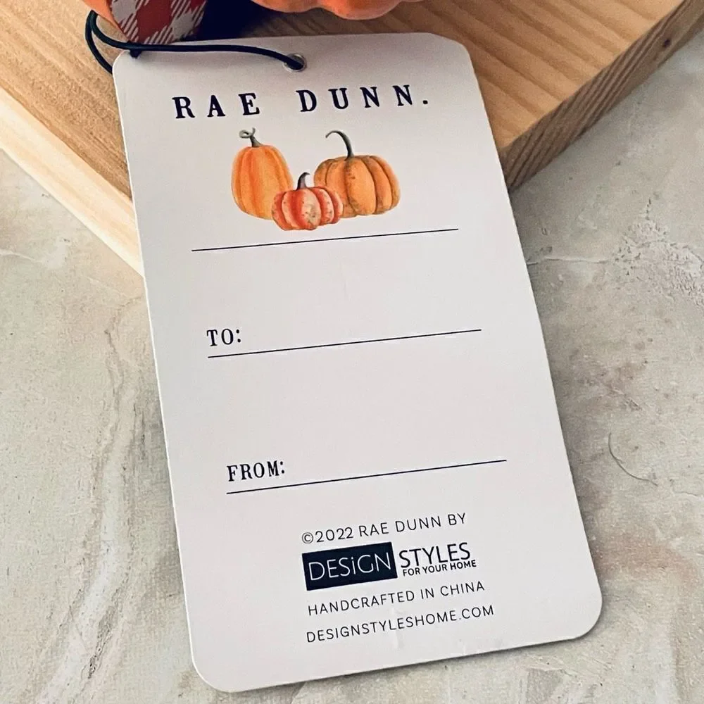 NEW Rae Dunn ‘HAPPY FALL” Wooden Gnome Yellow,Brown, White Paper Towel Holder
